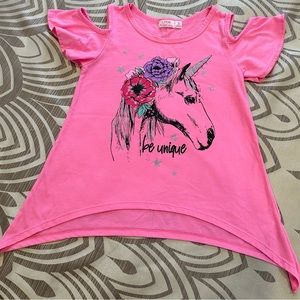 Girls tee top - Be Unique - Pink - size:10